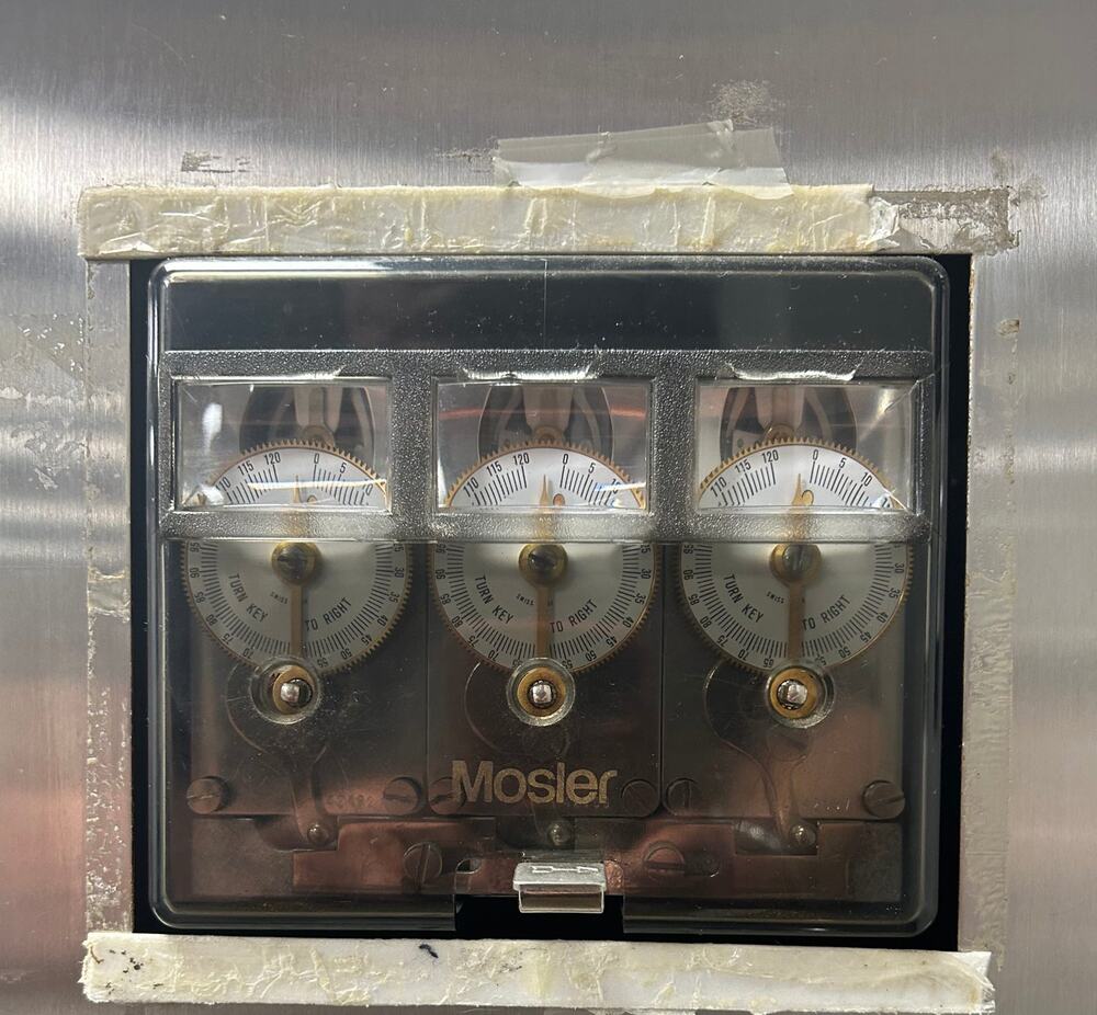 Mosler triple-movement bank vault time lock